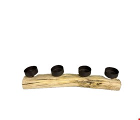 Porta Velas Tronco Madeira e Ferro Marrom 40cmC Porta Velas Tronco Madeira e Ferro Marrom 40cmC