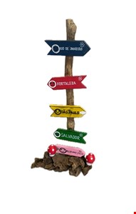 Placa de Cidades em Madeira e Cogumelo 45cmA Placa de Cidades em Madeira e Cogumelo 45cmA