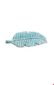 Temático Fundo do Mar - Bandeja Folha Madeira Azul Patina 30cmC 