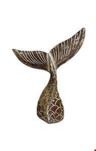 Temático Fundo do Mar - Calda de Sereia Madeira Branca Patina 40cmA  Temático Fundo do Mar - Calda de Sereia Madeira Branca Patina 40cmA