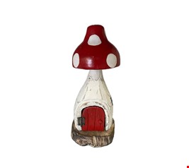 Temático Jardim - Casa de Cogumelo Branco e Vermelho Madeira 28cmA