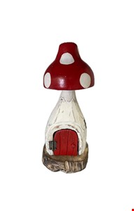 Temático Jardim - Casa de Cogumelo Branco e Vermelho Madeira 28cmA