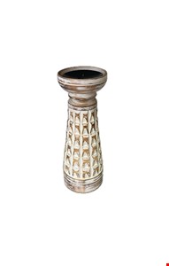 Castiçal Madeira Branco Patina P 20cmA Castiçal Madeira Branco Patina P 20cmA