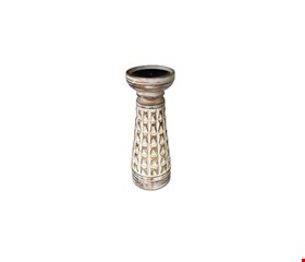 Castiçal Madeira Branco Patina P 20cmA Castiçal Madeira Branco Patina P 20cmA