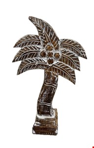 Temático Fundo do Mar - Coqueiro Madeira Branca Patina 38cmA Temático Fundo do Mar - Coqueiro Madeira Branca Patina 38cmA