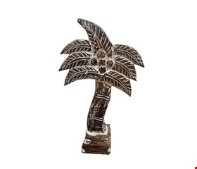 Temático Fundo do Mar - Coqueiro Madeira Branca Patina 38cmA Temático Fundo do Mar - Coqueiro Madeira Branca Patina 38cmA
