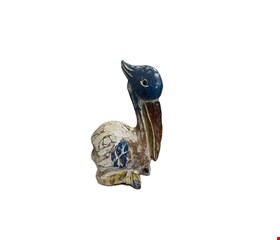 Temático Fundo do Mar - Pássaro Pelicano Madeira Patina 25cmA Temático Fundo do Mar - Pássaro Pelicano Madeira Patina 25cmA