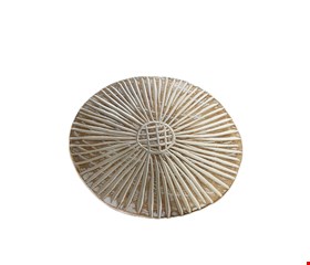 Temático Fundo do Mar - Bandeja Redonda Madeira Branca Patina 20cmC