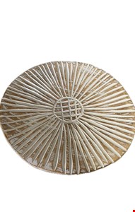 Temático Fundo do Mar - Bandeja Redonda Madeira Branca Patina 20cmC