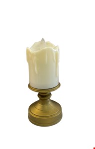 Temático Halloween - Castiçal Dourado com Vela Luminosa P Temático Halloween - Castiçal Dourado com Vela Luminosa P