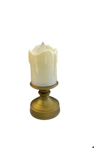 Temático Halloween - Castiçal Dourado com Vela Luminosa P Temático Halloween - Castiçal Dourado com Vela Luminosa P