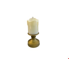 Temático Halloween - Castiçal Dourado com Vela Luminosa P Temático Halloween - Castiçal Dourado com Vela Luminosa P