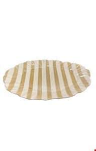 Travessa Listras Amarela 37cmC Travessa Listras Amarela 37cmC