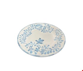 Prato Jantar Branco Flores Azuís 