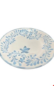 Prato Jantar Branco Flores Azuís 