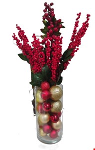 Decoração Natalina com Bolas e Galhos para Vaso 