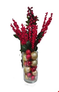 Decoração Natalina com Bolas e Galhos para Vaso 