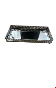 Bandeja Retangular Com Espelho Prata 13cmD 25cmC 