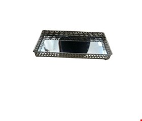 Bandeja Retangular Com Espelho Prata 13cmD 25cmC 