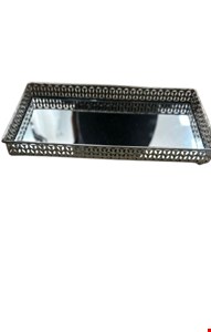 Bandeja Retangular Com Espelho Prata 13cmD 25cmC 