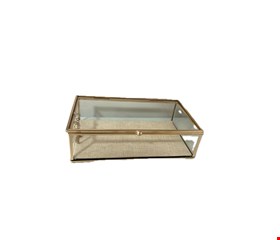 Caixa de Vidro e Metal Dourado 21cmC 12cmL
