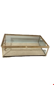 Caixa de Vidro e Metal Dourado 21cmC 12cmL