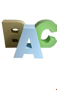 Temático ABC - ABC em Mdf Amarelo, Azul e Verde 60cmA