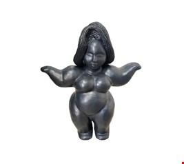 Escultura Gordinha em Barro Preta 35cmA