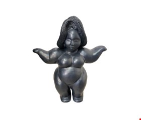 Escultura Gordinha em Barro Preta 35cmA