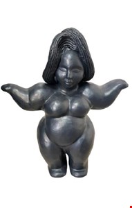 Escultura Gordinha em Barro Preta 35cmA