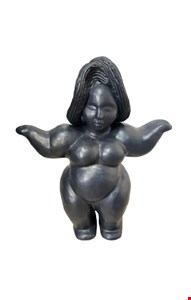 Escultura Gordinha em Barro Preta 35cmA