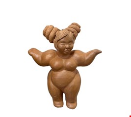 Escultura Gordinha em Barro Marron 35cmA