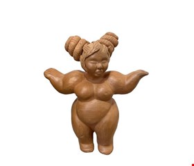 Escultura Gordinha em Barro Marron 35cmA