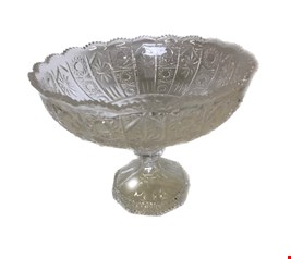 Compoteira em Vidro Trabalhada Sol Redonda 21cmA 27cmD Compoteira em Vidro Trabalhada Sol Redonda 21cmA 27cmD