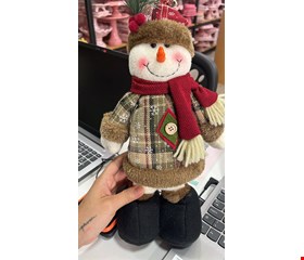 Temático Natal - Boneco de Neve Branco com Gorro e Roupa Xadrez M