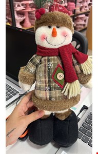 Temático Natal - Boneco de Neve Branco com Gorro e Roupa Xadrez M