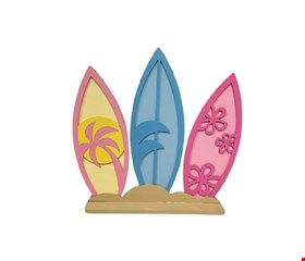 Temático Praia - Placa 3 Pranchas de Surf Rosa e Azul