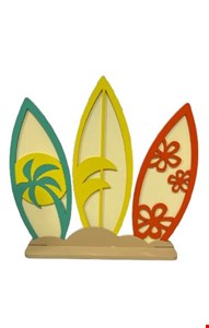 Temático Praia - Placa 3 Pranchas de Surf Verde, Amarelo e Laranja 