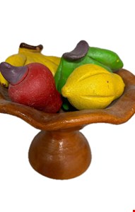 Fruteira com Frutas em Barro 14cmA 21cmD  