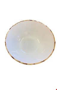 Tigela Branca Borda Bambu - M