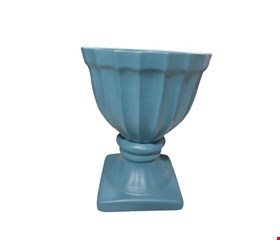 Vaso Canelado Dubai Azul Céu Fosco 22cmAX17cmD Vaso Canelado Dubai Azul Céu Fosco 22cmAX17cmD