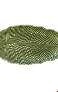Bandeja Folha Verde Cerâmica 38cmL Bandeja Folha Verde Cerâmica 38cmL