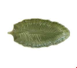 Bandeja Folha Verde Cerâmica 38cmL Bandeja Folha Verde Cerâmica 38cmL