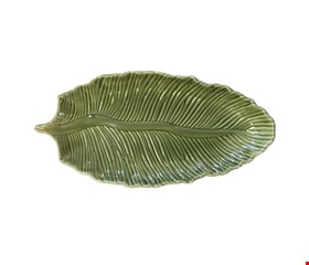 Bandeja Folha Verde Cerâmica 38cmL Bandeja Folha Verde Cerâmica 38cmL