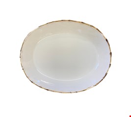 Serviço Buffet Travessa Branca Borda Bambu 48cmC 38cmL