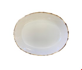 Serviço Buffet Travessa Branca Borda Bambu 48cmC 38cmL