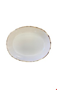 Serviço Buffet Travessa Branca Borda Bambu 48cmC 38cmL