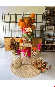 Decoração Adulto - Tropical Pink, Laranja & Dourado XI