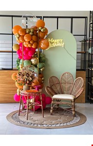 Decoração Adulto - Backdrop Tropical Pink, Laranja & Dourado XI