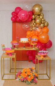 Decoração Adulto - Tropical Pink, Laranja & Dourado XIII